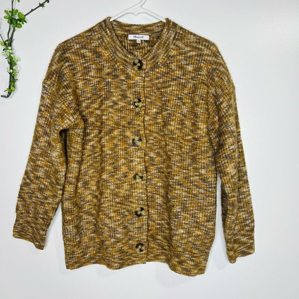 Madewell Tan Brown Marled Button Cardigan Sweater